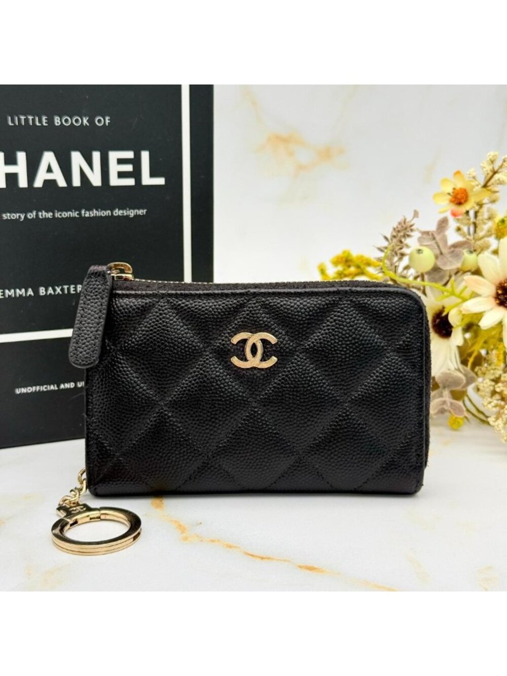 Chanel Caviar Leather with Chain Card Case